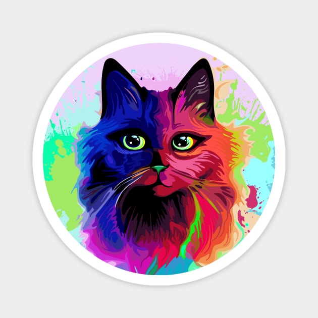 Cat Trippy Psychedelic Pop Art Magnet by BluedarkArt